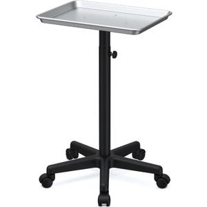 Premium Aluminum Instrument Salon Tray Tattoo Rolling Tray Station-Silver