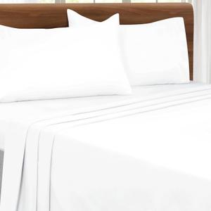 Queen Sheet Set - Double Brushed Microfiber Bedding Set Queen, 4 Piece Deep Pocket Queen Sheet - Ultra Soft, Easy-Fit, Wrinkle Free, Quick Dry, Easy Care Queen Sheets - White