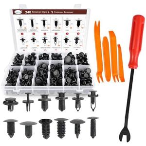 JinnEterri 240PCS Automotive Clips and Fasteners - Bumper Retainer Clips, Car Plastic Rivets Push Retainer Kit with Popular Sizes - Door Trim Panel & Fender Clips for GM, Ford, Toyota, Honda, Chrysler