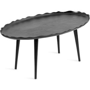 Kate and Laurel Alessia Modern Oval Coffee Table; 34 x 20 x 15; Black; Metal Living Room Table for Storage and Display with Antique Deckled Edge Detailing