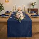 Luxe Shine™ by D'Moksha Navy Blue Table Runner 60 Inches, Elegant Silk Table Runner, Machine Washable, 14 x 60 Inch for Dresser, Coffee Table- Spring, Summer, Memorial Day