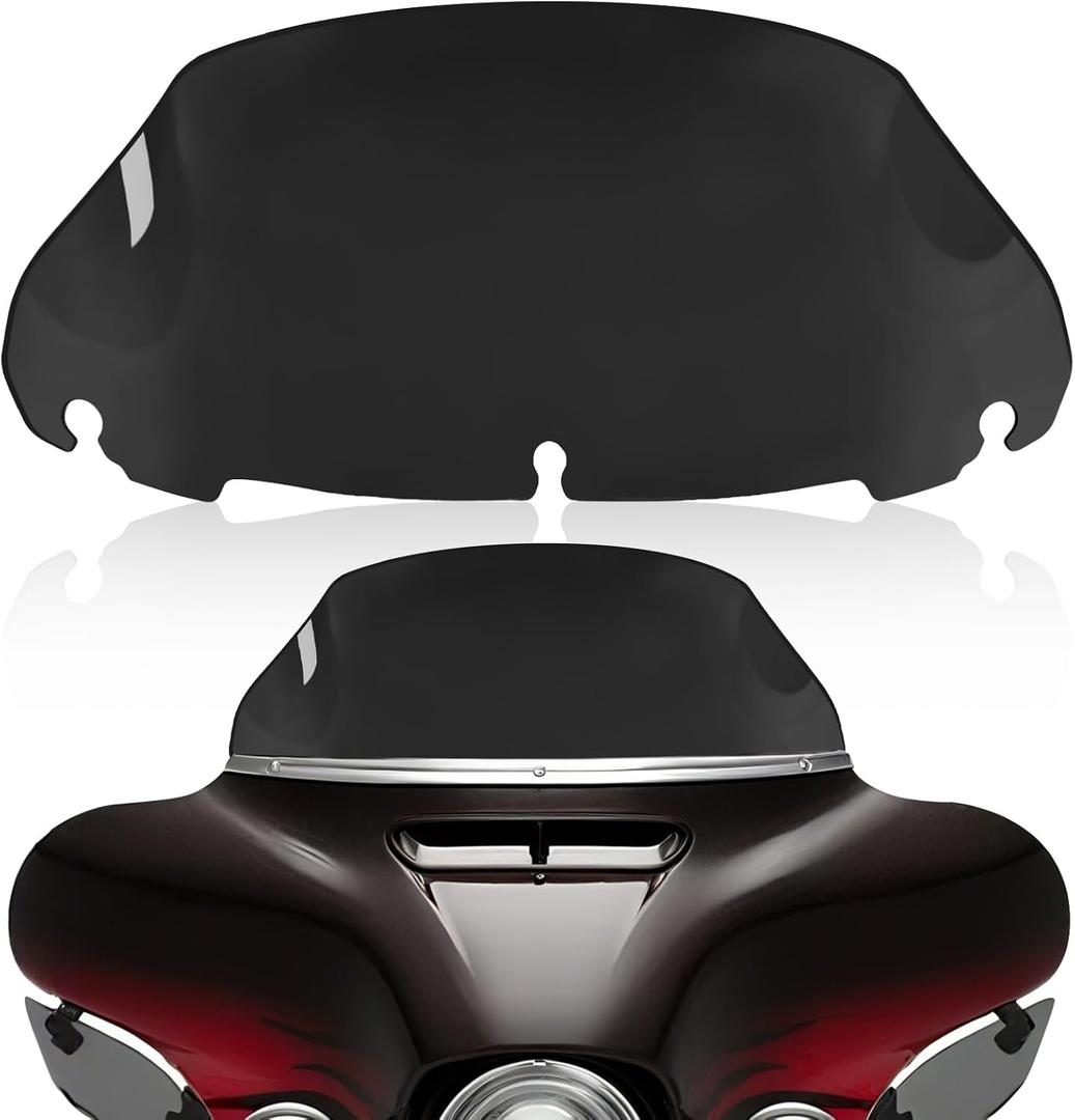Black 9” Motorcycle Wave Windshield Windscreen Compatible for Harley 2014-2023 Harley Davidson Touring Street Glide/Electra Glide/Ultra Limited/Tri Glide FLHT FLHX FLHXS FLHTK