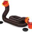 Camco RhinoFLEX 15-Ft Camper/RV Sewer Hose Kit - Features Clear Elbow Fitting w/Removable 4-in-1 Adapter - Connects to 3 Slip or 3/3.5/4 NPT Threaded Sewer Connection (39761)