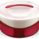 Pinnacle Large Insulated Casserole Dish with Lid 3.6 qt. Elegant Hot Pot Food Warmer/Cooler -Thermal Soup/Salad Serving Bowl Stainless Steel Hot Food ContainerBest Gift Set for Moms Holidays Red