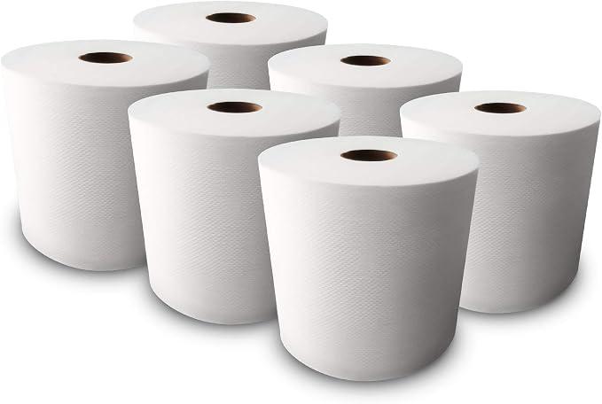 Ultra White Roll Towels - 6 Rolls , 800ft Per Roll
