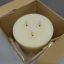 3 Wick Extra Large Flameless Candles, 6"x8" Flat Battery Operated Candles with Remote, Real Wax Led Candle with 3D Flickering Flame, Fake Candles for Home Decor (Ivory)