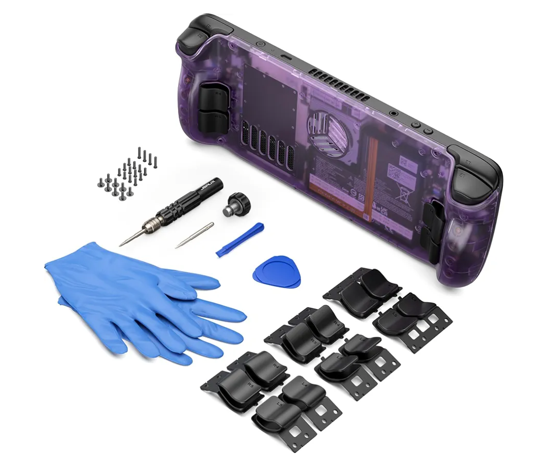 JSAUX Transparent Back Plate Compatible with Steam Deck OLED/LCD, DIY Clear Replacement Back Shell Case Compatible with Steam Deck OLED/LCD - PC0106 Vents Version [Purple]