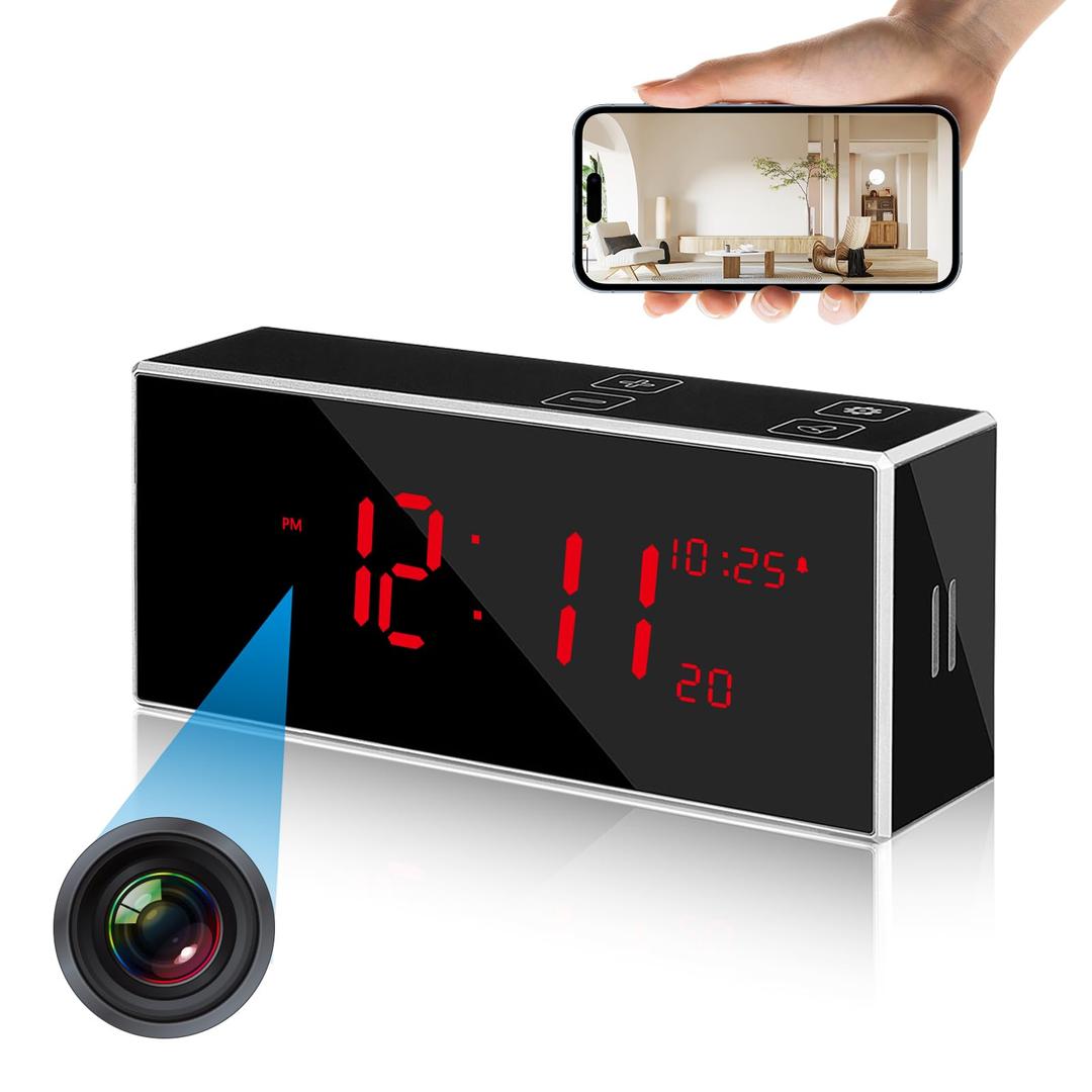 SOPKVL Security Camera Clock with Dual-Mode Night Vision WiFi Live Monitoring 160° Ultra-Wide Angle and Motion Detection HD 1080P Camera for Home Security