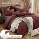 Monbix Queen Comforter Set - 7 Pieces Cationic Dyeing Dark Red Bed in a Bag Queen Bedding Sets with Comforter, Sheets, Pillowcases & Shams, Reversible Bedding Comforters Sets