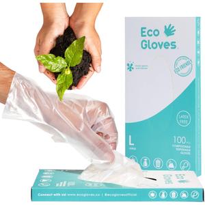 Eco Gloves Plant-Based Compostable Eco-friendly Gloves for Food Prep & Cleaning (Small (Pack of 100))