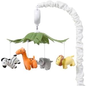 The Peanutshell Crib Mobile for Boys or Girls - White Musical Baby Crib Mobile with 12 Lullabies, Jungle Animal, Baby Safari Animals Nursery Decor