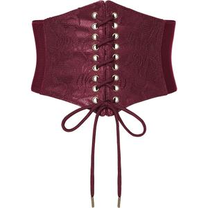 Scarlet Darkness Corset Belts for Women Lace-up Tied Waspie Waist Belt Renaissance Corset, 6, Red