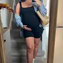 MOMANDA Women' s Maternity Bodysuit Sleeveless Shorts Jumpsuit Square Neck Tank Top for Pregnancy