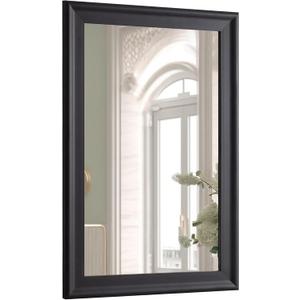 CULER Black Wood Wall Mirror for Bathroom,Rectangle Rustic 24 x 36 inch Hanging VanityMirrors with Wooden Frame for Living Room,Bedroom,Entryway