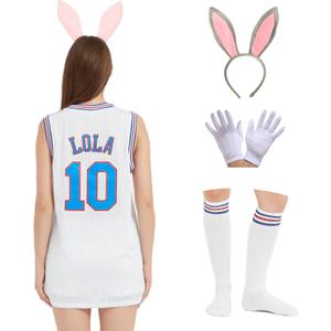 Mens Basketball Jersey Bugs #1 /Lola #10 Movie Sports Party Jersey White S-XXXL