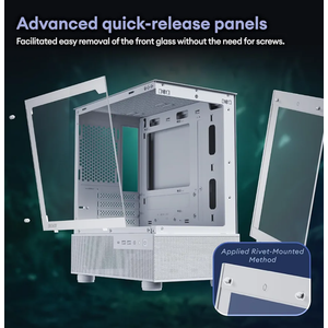 Okinos Aqua 3, Micro ATX Case, MATX PC Case with 3 X 120mm 3-Pin ARGB Fan Pre-Installed, Panoramic View Tempered Glass Front & Side Panel, with Type C Port, Black