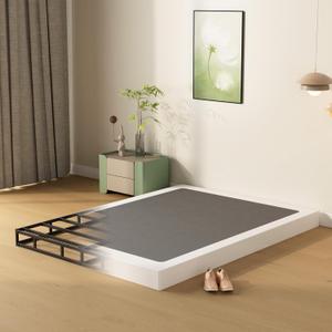 4 Inch Queen Box Spring with Fabric Cover, No Noise Mattress Foundation for Bed, Heavy Duty Bed Base, Easy Assembly, Black
