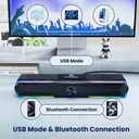 Tylubio Computer Speakers for Pc Desktop with Clear Sound, Flowing LED PC Speaker for Computer Desktop Laptop Monitor, Bluetooth & USB Input - Black