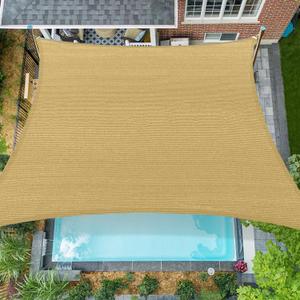 12'x16' Sun Shade Sail Rectangle Outdoor UV Block Square Canopy Sunshade Cover for Backyard Porch Pergola Deck Garden Patio, Sand