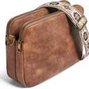 Yarnic Women Crossbody Bag Trendy Faux Leather Cross Body Purse Guiter Strap Shoulder Handbag Sling Anti-theft Zipper (Brown)