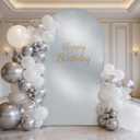 Silver Shimmer Arch Backdrop Cover 6.6ft,Glitter Spandex Fitted Chiara Cover with Zipper,Thick Sequin Soft Stretchy for Wedding Birthday Baby Shower Graduation Party Photo Backdrop