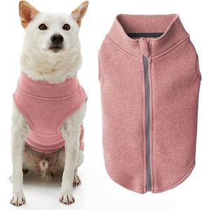Gooby Zip Up Microfiber Fleece Dog Sweater - Pink- Warm Double Layered Soft Microfiber Fleece Step-in Dog Jacket for  Dogs (Medium chest (~17.5"))