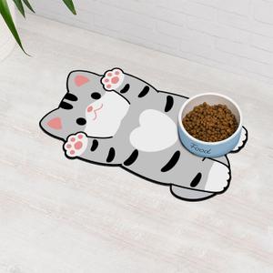 Cat Food Mat for Indoor Cats - No Stains Easy Clean Pet Supplies - Cat Bowls for Indoor Cats (Grey, 19"x12") (Small size, Light gray)