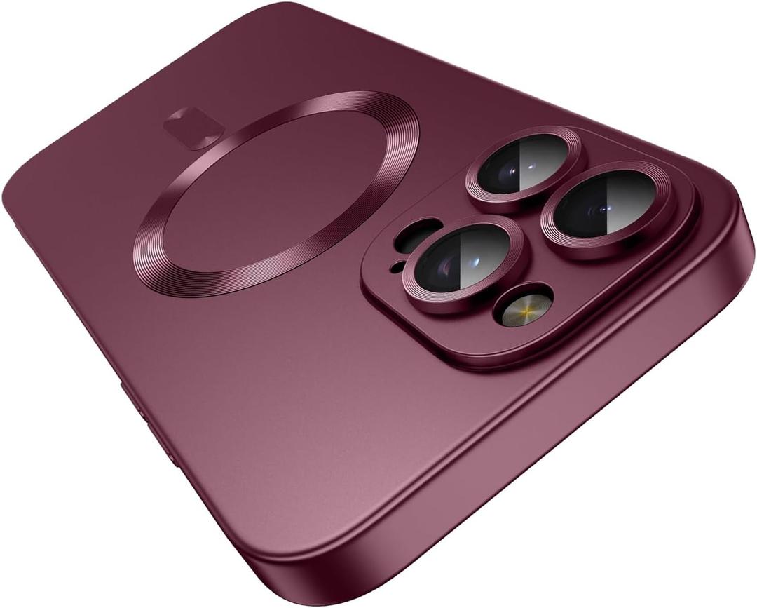 Misscase Magnetic Case for iPhone 13 Pro Max MagSafe with Camera Lens Protector,Full Protection Slim Smooth Shockproof Anti-Scratch Soft TPU Bumper Phone Case for iPhone 13 Pro Max Wine Red