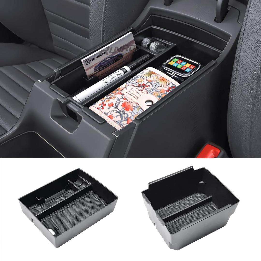 RUNROAD Center Console Organizer Tray Compatible with 2025 Kia K4 Accessories, Armrest Storage Dividers For K4 LX LXS EX GT-Line Turbo Middle Console Tray Insert Coin Holder (2PCS)