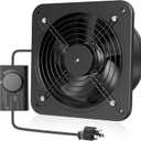 HG Power 10 Inch Exhaust Fan with Speed Controller, 567 CFM Kitchen Exhaust Fan with Damper, Metal Extractor Fan for Window, Attic, Ceiling, Basement Ventilation (Black)