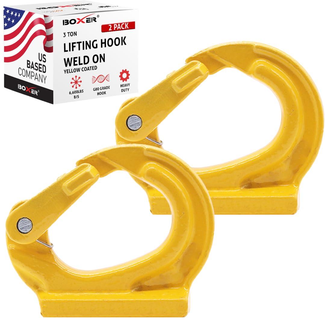 BoxerTool 3 Ton Heavy Duty Alloy Steel Lifting Hook - G80 3 Ton Weld on Anchor Hook Wrecker Crane Tractor Rigging Lifting - 6,600lbs - 2 Pack BoxerTool 3 Ton Heavy Duty Alloy Steel Lifting Hook - G80 3 Ton Weld on Anchor Hook Wrecker Crane Tractor Rigging Lifting - 6,600lbs - 2 Pack