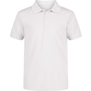 Nautica Boys' School Uniform Short Sleeve Polo Shirt, Button Closure, Moisture Wicking Performance Material (7, White)