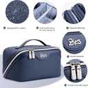 BOYATU Travel Makeup Bags for Women: Vintage Roman Column Texture Large Capacity Cosmetic Bag - Each Journey, Quiet Luxury Serenity - 3 Pcs Set Organizer Toiletry Purse 50% Extra Storage(Indigo)