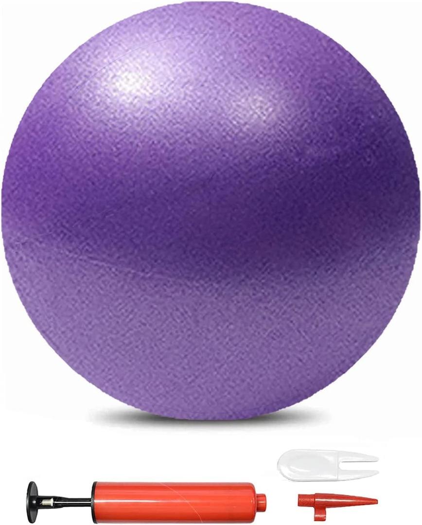 Mini Pilates 6 inch Exercise Ball for Yoga,Small Pilates Core Training and Physical Therapy, Improves Balance Home & Gym & Office with Pump(Purple)