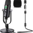 Mercase USB Condenser Microphone for PC, Mac, Phones, PS4/PS5 Plug & Play Studio Mic with Mute Button & Noise Reduction for Recording, Streaming, Podcasting, Gaming, Zoom, TikTok, YouTube, Black