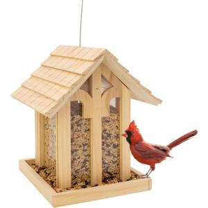 North States - Wood Chalet Bird Feeder: Wooden Bird Feeder for Outdoors, Holds 4.5 Pounds of Seed