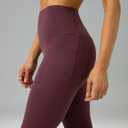 Colorfulkoala Women's Dreamlux High Waisted Workout Leggings 25" / 28" Inseam Yoga Pants with Pockets (Large, Plum Red)