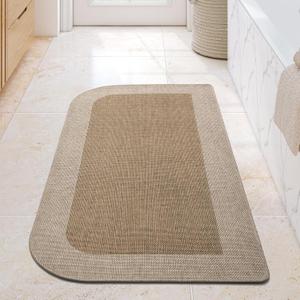 YDKGL Bathroom Runner Rug, Thin Bath Mat Non Slip Washable Large Bathroom Rugs, Rubber Backing Quick Dry for Floor, Tub and Shower, Brown Beige 24x48