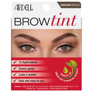 Ardell Brow Tint Kit Medium Brown  Eyebrow Dye Kit, Long-Lasting Brow Color with Natural Extracts, DIY Eyebrow Tint for Full Gray Coverage, 1 Pack