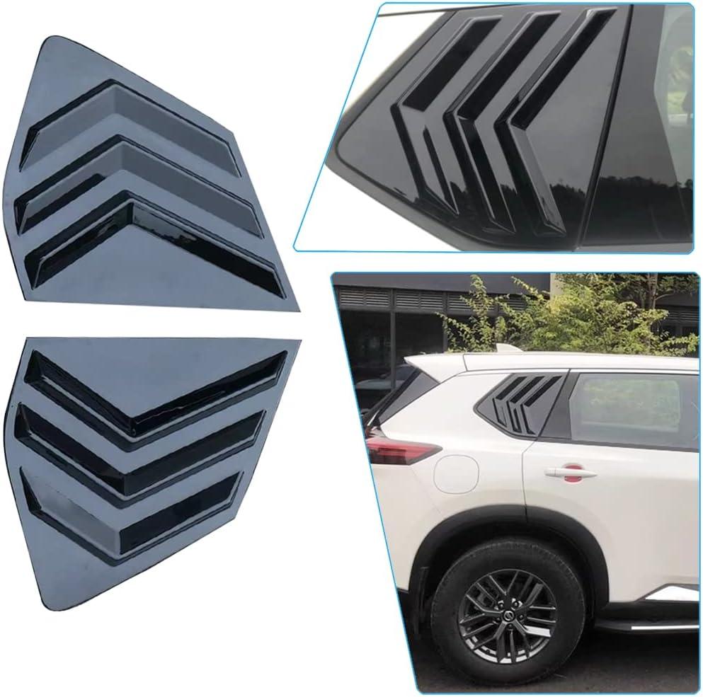 BOYUER for Nissan Rogue 2021-2026 Racing Style Rear Side Window Louvers Sport Style Scoop Louvers Cover Blinds Cool Exterior Decoration-Bright Black