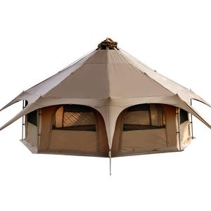 MC TOMOUNT Canvas Tent Bell Tent 16.4ft*9.2ft with Stove Jack for Glamping Family Camping Zipped Removable Floor