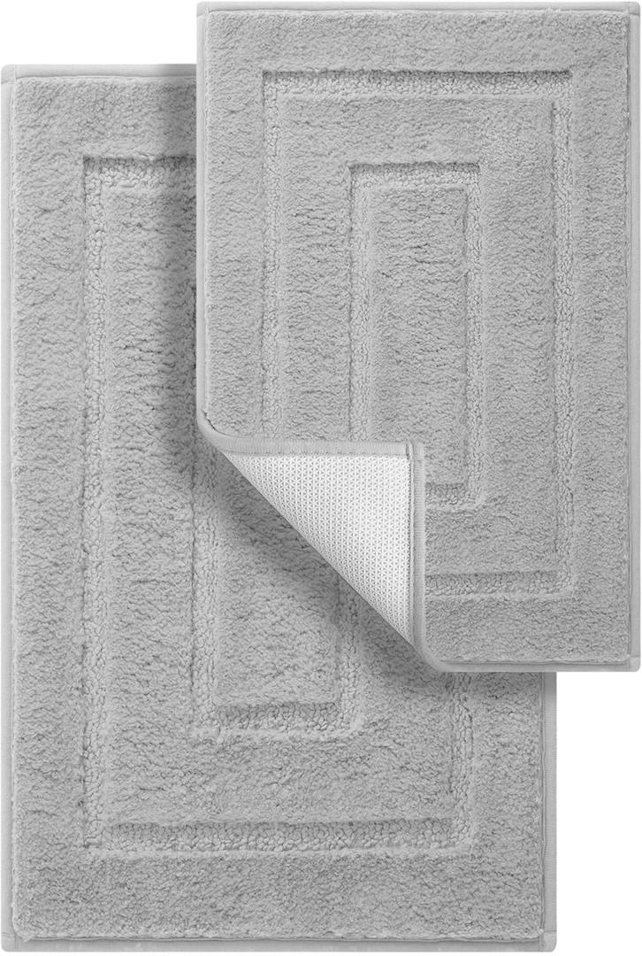 GRANNY SAYS Bathroom Rugs Sets 2 Piece,Soft Bath Mats for Bathroom, Bath Rugs Non Slip Washable, Absorbent Bath Rug for Tub, Shower and Toilet (Gray, 20" x 32" + 16" x 24") (Grey)