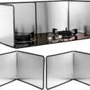 Grease Splatter Guard 2 Pieces 2 Sided Splash Guard for Stove Foldable Backsplash Protector Behind Stove Nonstick Stainless Steel Backsplash for Stove Screen Protector (17.72 x 19.69 Inches)