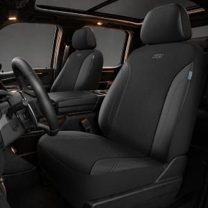 Skechers Seat Covers, Work Leather Car Seat Covers 5-Times Stronger Built-in Webbing, Oxford Fabric Front Seat Cover, Airbag Compatible, Automotive Comfort for Cars, Trucks, SUVs,Black