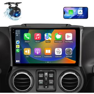 10.2Inch Car Radio Stereo Head Unit Upgrade for Jeep Wrangler JK Compass Grand Cherokee Dodge Ram with Wireless CarPlay/Android Auto/Incell Touch Screen/Android13/AM/FM Radio/HD Backup Camera(4G+64G)