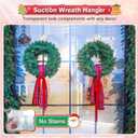 VIS'V Wreath Hanger, Large Suction Cup Wreath Hooks with Wipes, Heavy Duty, 22 LB Capacity, Removable and Reusable, Clear, 2 Pcs