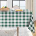 Softalker Spring Checkered Tablecloth Rectangle - Outdoor Waterproof Buffalo Plaid Table Cloth, Stain Resistant Gingham Table Cover for Picnic, Camping, Easter - Hunter Green and White, 54 x 120 Inch