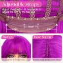 SOFEIYAN Short Wavy Purple Wig - 12 Inch Bob Wig with Bangs for Women Curly Shoulder Length Bob Wig with Bangs Soft Synthetic Hair Wigs for Girls Daily Costume Halloween Party Use