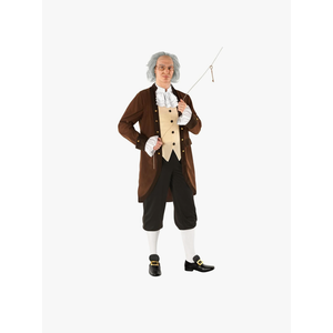 Morph Benjamin Franklin Costume With Wig Founding Fathers Costume Adult Colonial Outfit Men Ben Franklin Outfit Men Brown Size M