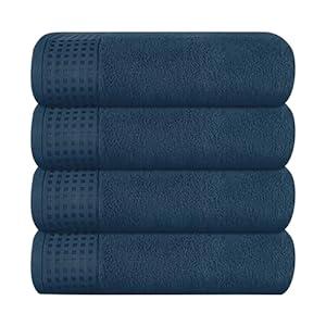 GLAMBURG Ultra Soft 4 Pack Oversized Bath Towel Set 27x54 inches, 100% Cotton Bath Towels, Highly Absorbant Compact Quickdry & Lightweight Towel, Ideal for Gym Travel Camp Pool - Mineral Blue